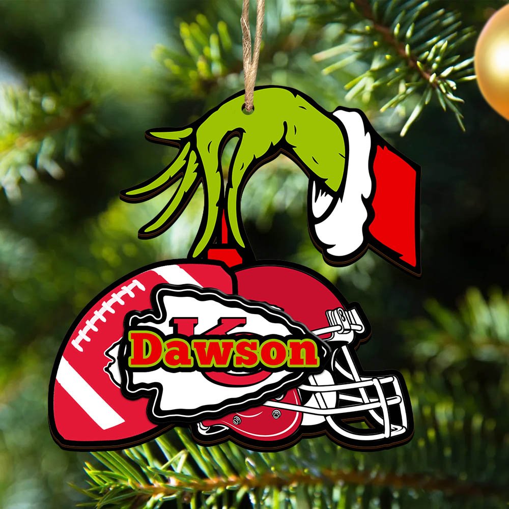 Kansas City Chiefs 2 Layered Wooden Ornament 2024 Version Personalized Your Name, Football Team Ornament, Football Lover Gifts ETHY-52254
