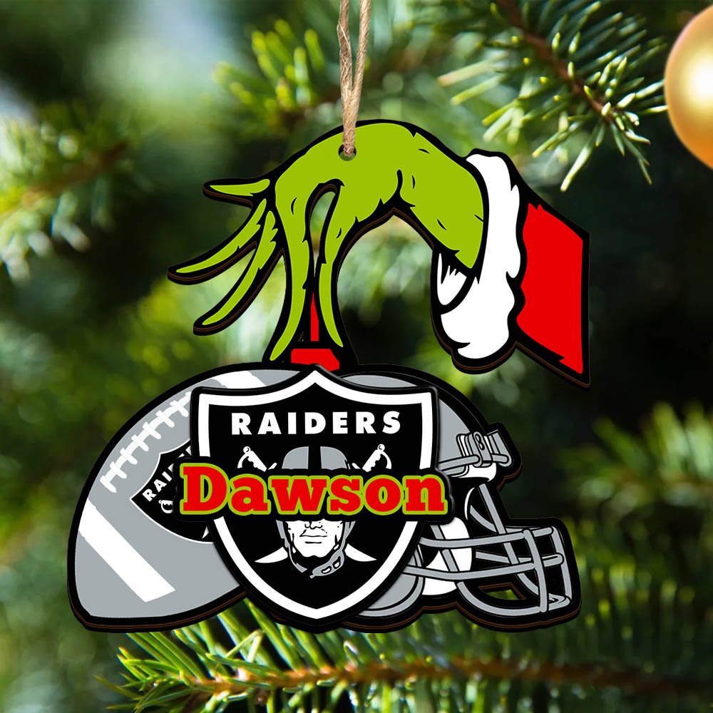 Las Vegas Raiders 2 Layered Wooden Ornament 2024 Version Personalized Your Name, Football Team Ornament, Football Lover Gifts ETHY-52254