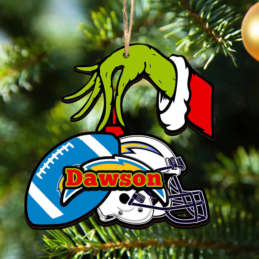 Los Angeles Chargers 2 Layered Wooden Ornament 2024 Version Personalized Your Name, Football Team Ornament, Football Lover Gifts ETHY-52254