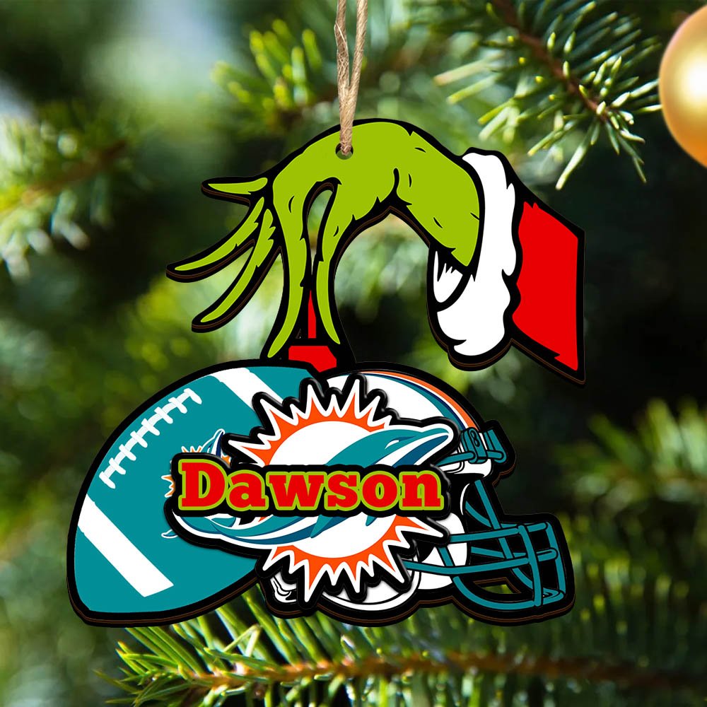 Miami Dolphins 2 Layered Wooden Ornament 2024 Version Personalized Your Name, Football Team Ornament, Football Lover Gifts ETHY-52254