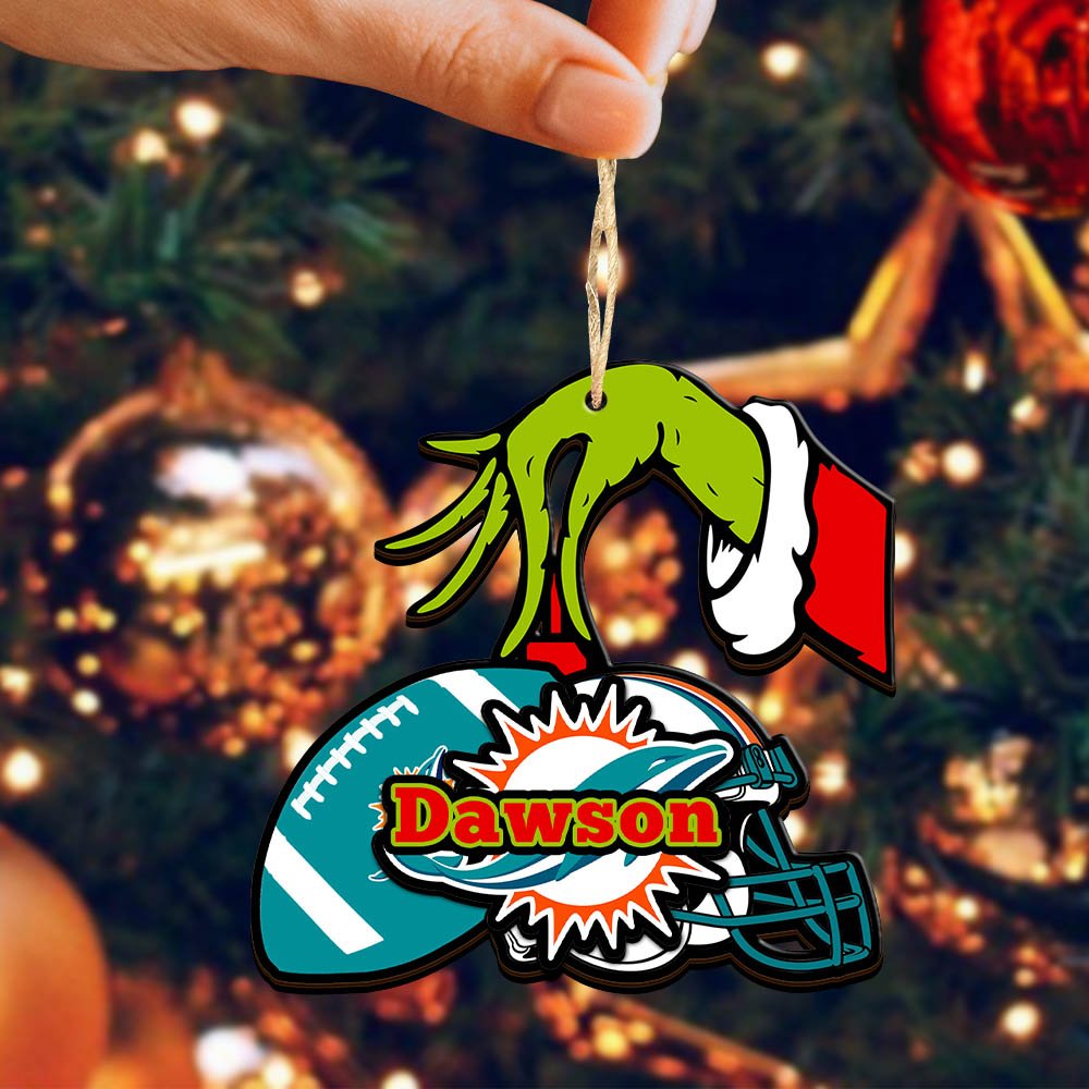 Alternative view of Miami Dolphins 2 Layered Wooden Ornament 2024 Version Personalized Your Name, Football Team Ornament, Football Lover Gifts ETHY-52254