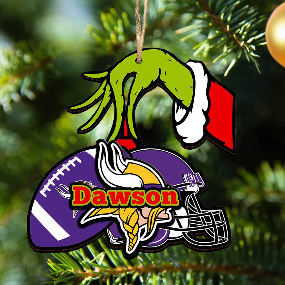 Minnesota Vikings 2 Layered Wooden Ornament 2024 Version Personalized Your Name, Football Team Ornament, Football Lover Gifts ETHY-52254