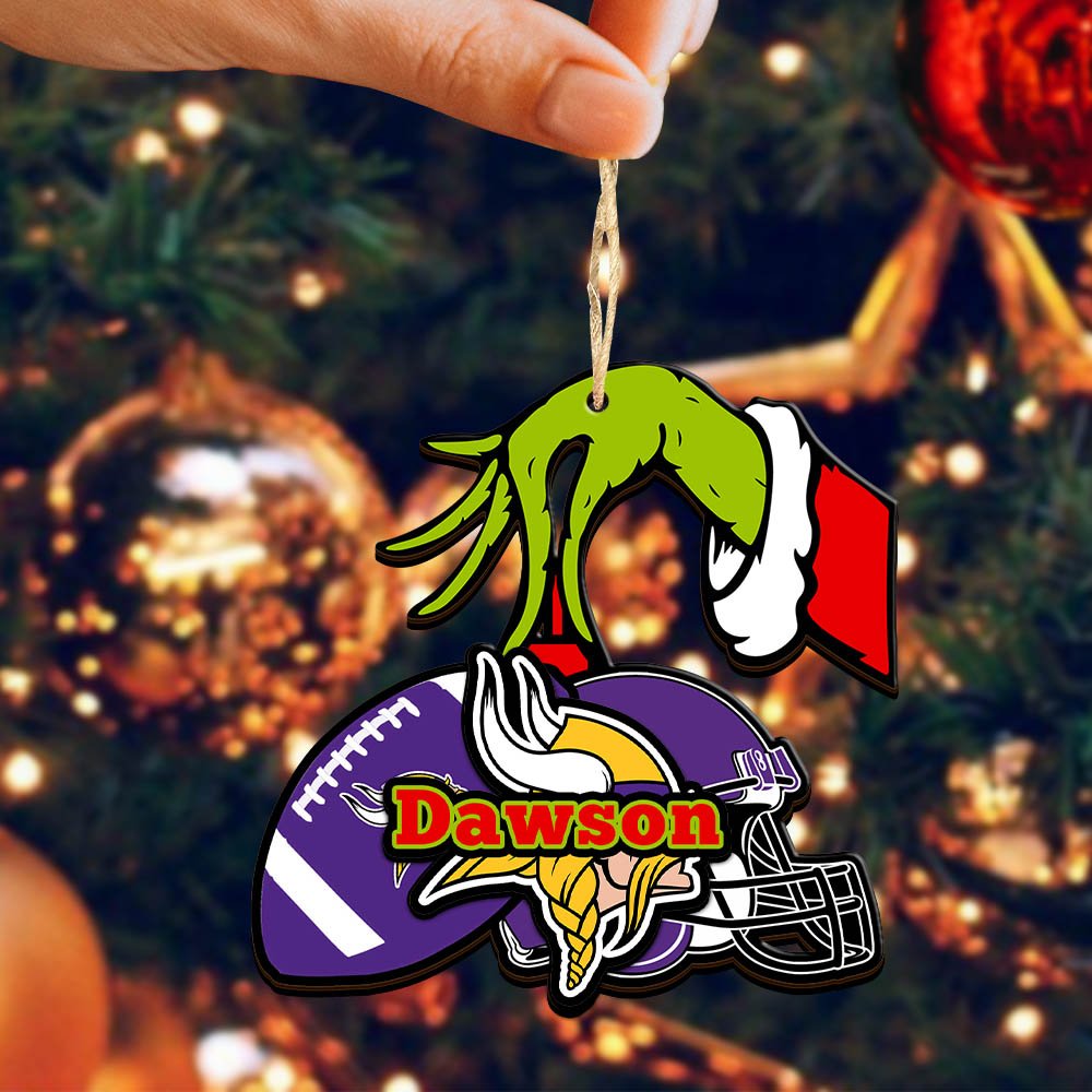 Alternative view of Minnesota Vikings 2 Layered Wooden Ornament 2024 Version Personalized Your Name, Football Team Ornament, Football Lover Gifts ETHY-52254