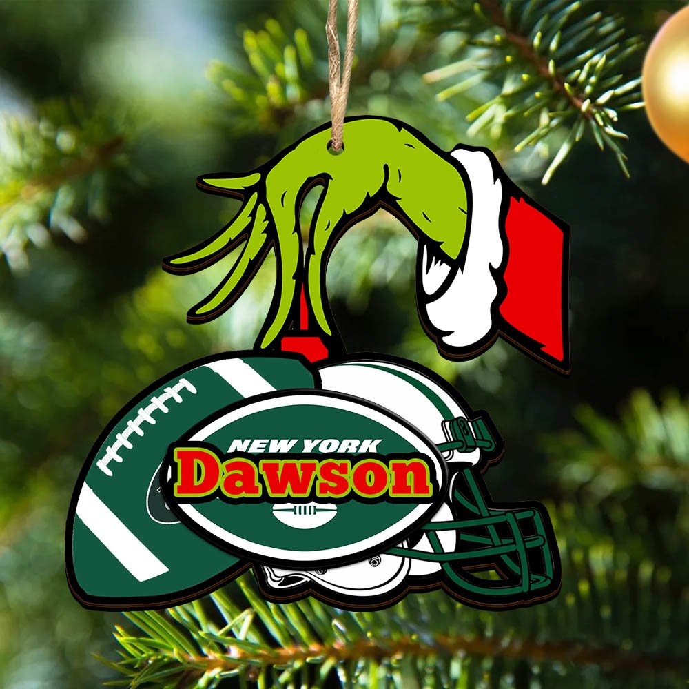 New York Jets 2 Layered Wooden Ornament 2024 Version Personalized Your Name, Football Team Ornament, Football Lover Gifts ETHY-52254
