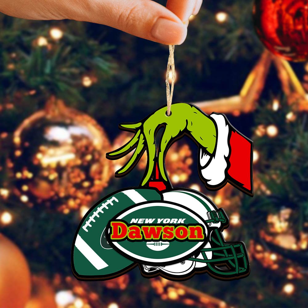 Alternative view of New York Jets 2 Layered Wooden Ornament 2024 Version Personalized Your Name, Football Team Ornament, Football Lover Gifts ETHY-52254
