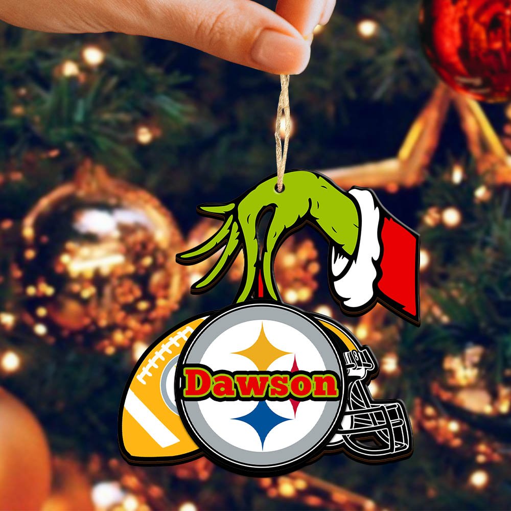 Alternative view of Pittsburgh Steelers 2 Layered Wooden Ornament 2024 Version Personalized Your Name, Football Team Ornament, Football Lover Gifts ETHY-52254