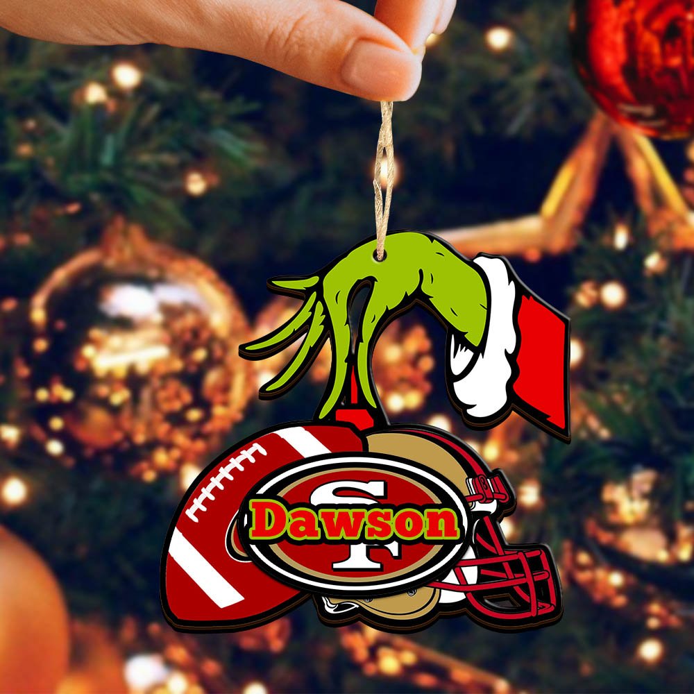 Alternative view of San Francisco 49ers 2 Layered Wooden Ornament 2024 Version Personalized Your Name, Football Team Ornament, Football Lover Gifts ETHY-52254