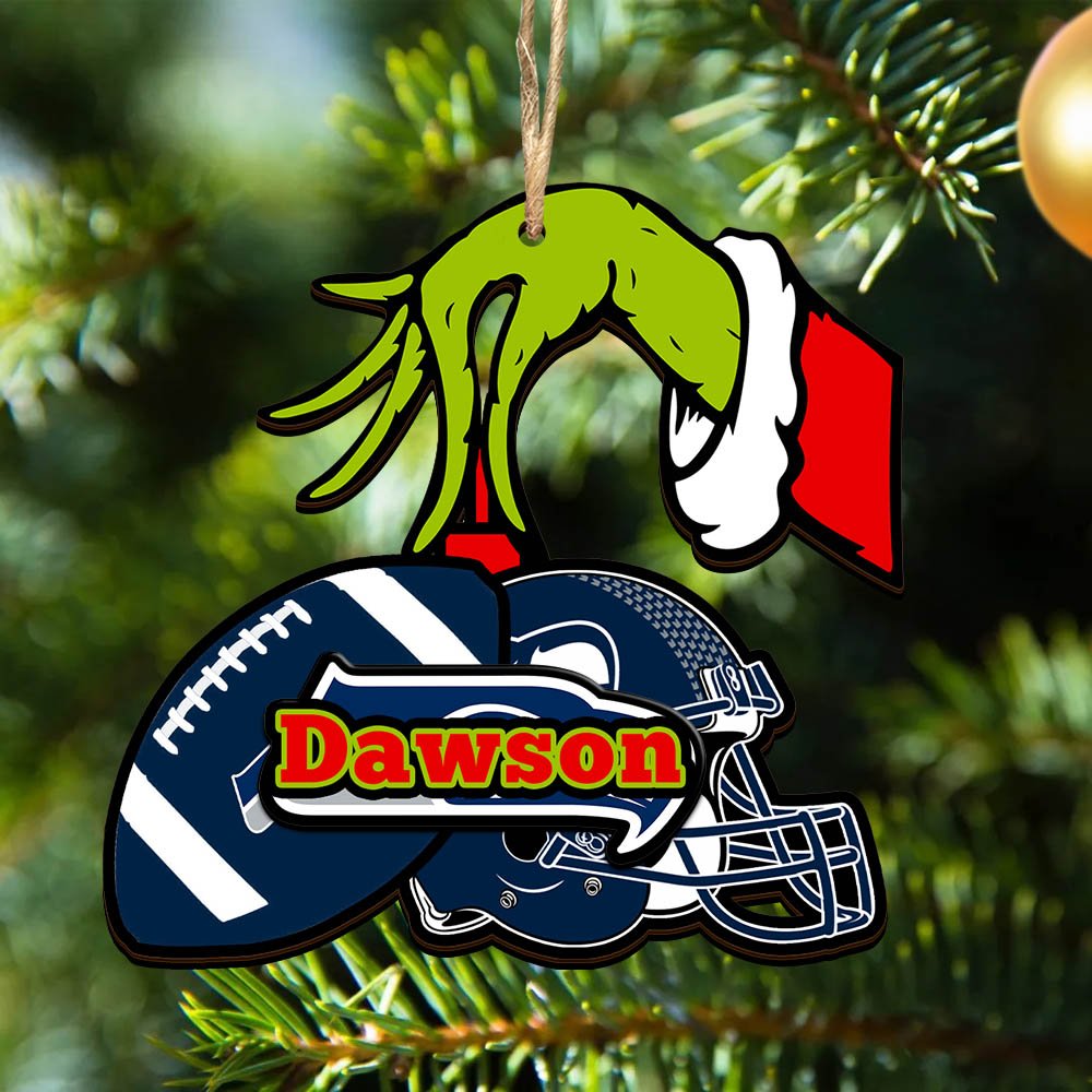 Seattle Seahawks 2 Layered Wooden Ornament 2024 Version Personalized Your Name, Football Team Ornament, Football Lover Gifts ETHY-52254