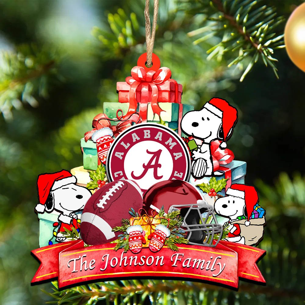 Alabama Crimson Tide 2 Layered Wooden Ornament 2024 Version Personalized Your Family Name, Sport Ornament, Christmas Gifts For Sport Fan, Home Decorations ETHY-52262
