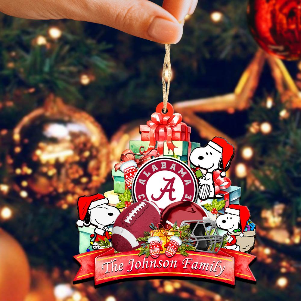 Alternative view of Alabama Crimson Tide 2 Layered Wooden Ornament 2024 Version Personalized Your Family Name, Sport Ornament, Christmas Gifts For Sport Fan, Home Decorations ETHY-52262