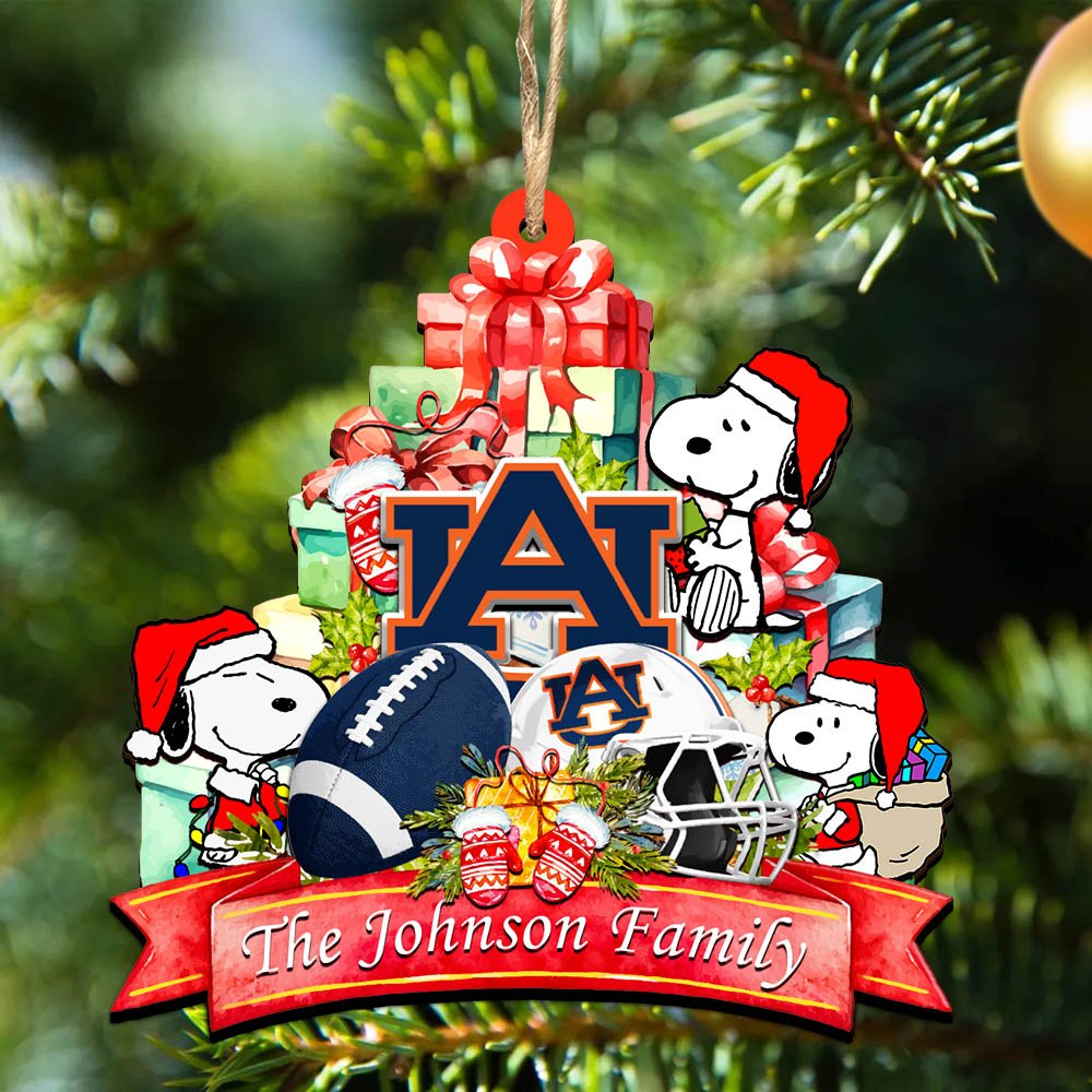 Auburn Tigers 2 Layered Wooden Ornament 2024 Version Personalized Your Family Name, Sport Ornament, Christmas Gifts For Sport Fan, Home Decorations ETHY-52262