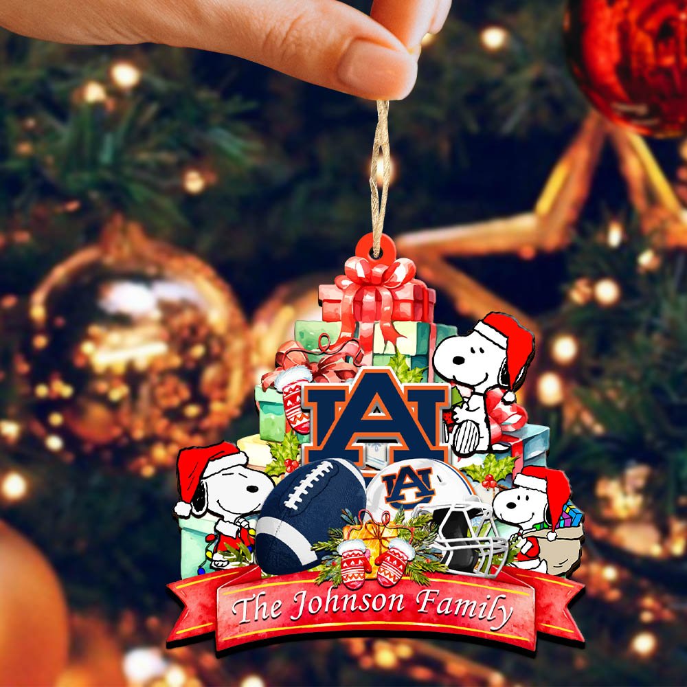 Alternative view of Auburn Tigers 2 Layered Wooden Ornament 2024 Version Personalized Your Family Name, Sport Ornament, Christmas Gifts For Sport Fan, Home Decorations ETHY-52262