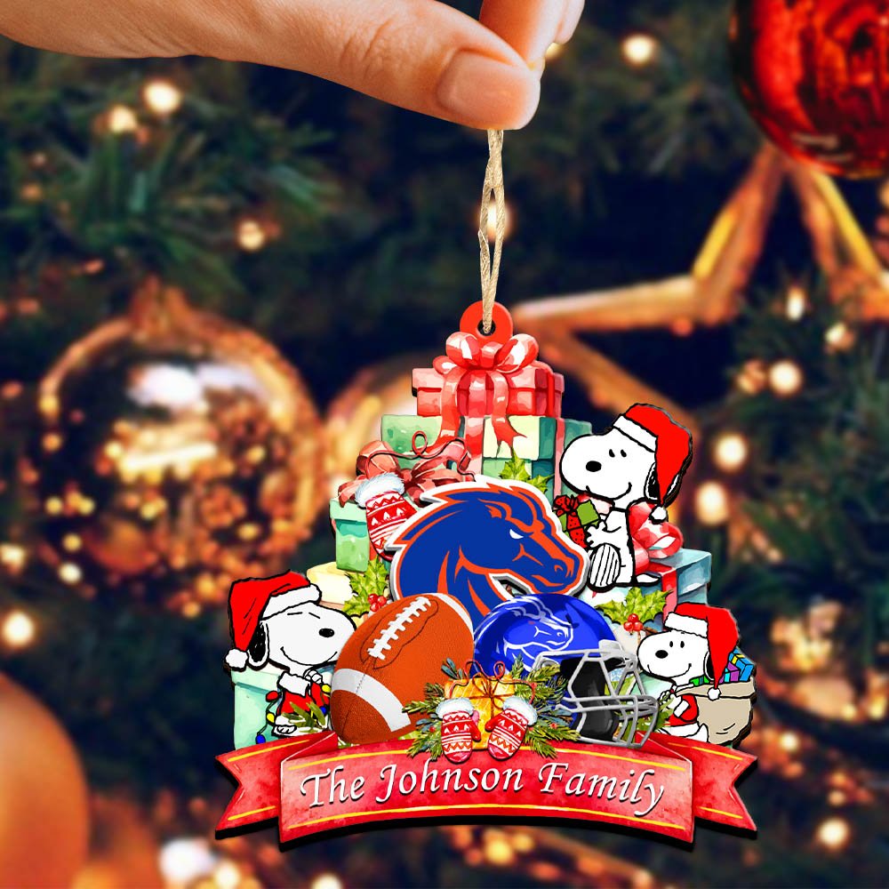Alternative view of Boise State Broncos 2 Layered Wooden Ornament 2024 Version Personalized Your Family Name, Sport Ornament, Christmas Gifts For Sport Fan, Home Decorations ETHY-52262