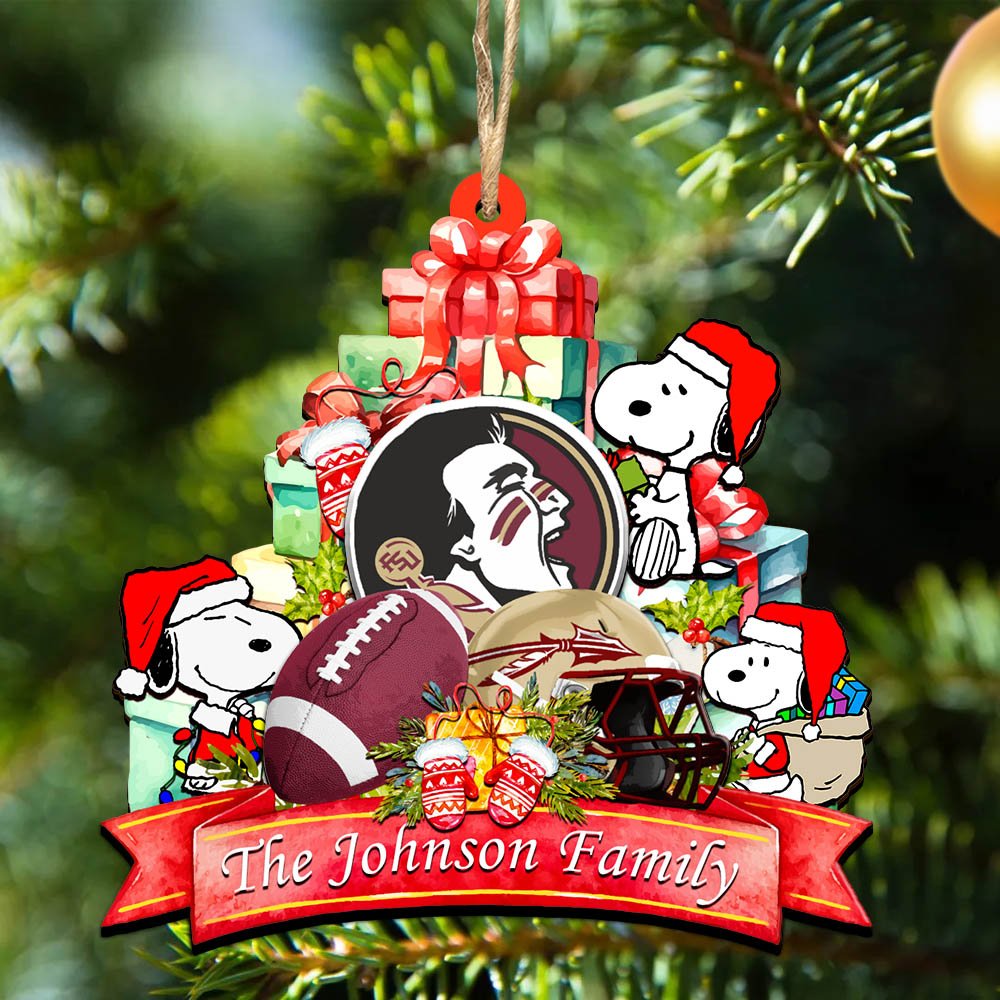 Florida State Seminoles 2 Layered Wooden Ornament 2024 Version Personalized Your Family Name, Sport Ornament, Christmas Gifts For Sport Fan, Home Decorations ETHY-52262