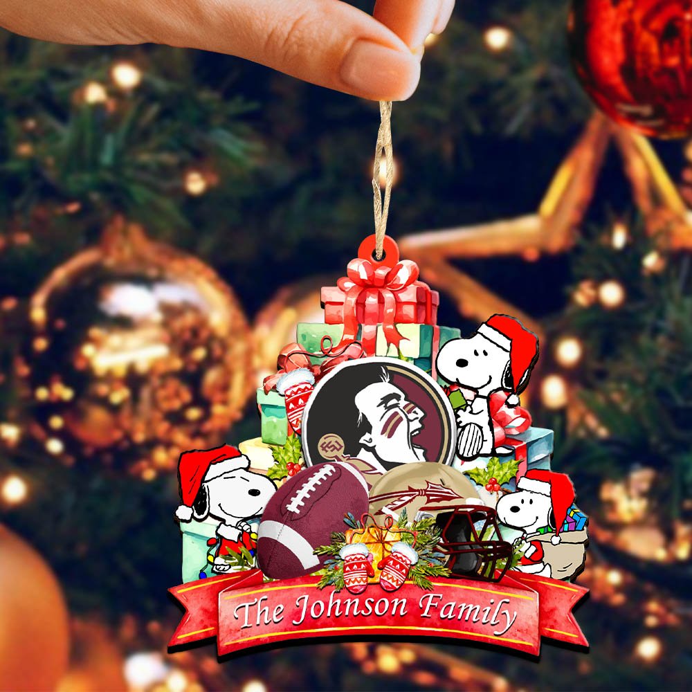 Alternative view of Florida State Seminoles 2 Layered Wooden Ornament 2024 Version Personalized Your Family Name, Sport Ornament, Christmas Gifts For Sport Fan, Home Decorations ETHY-52262