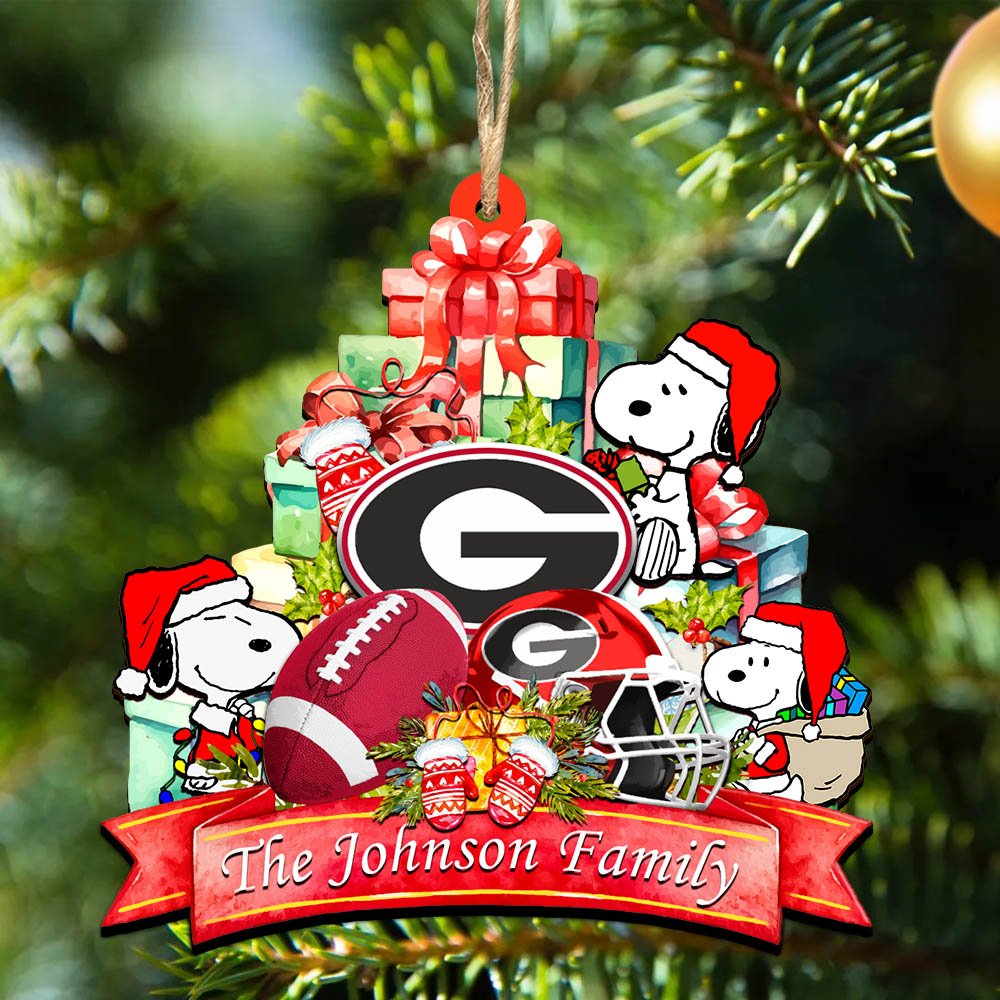 Georgia Bulldogs 2 Layered Wooden Ornament 2024 Version Personalized Your Family Name, Sport Ornament, Christmas Gifts For Sport Fan, Home Decorations ETHY-52262