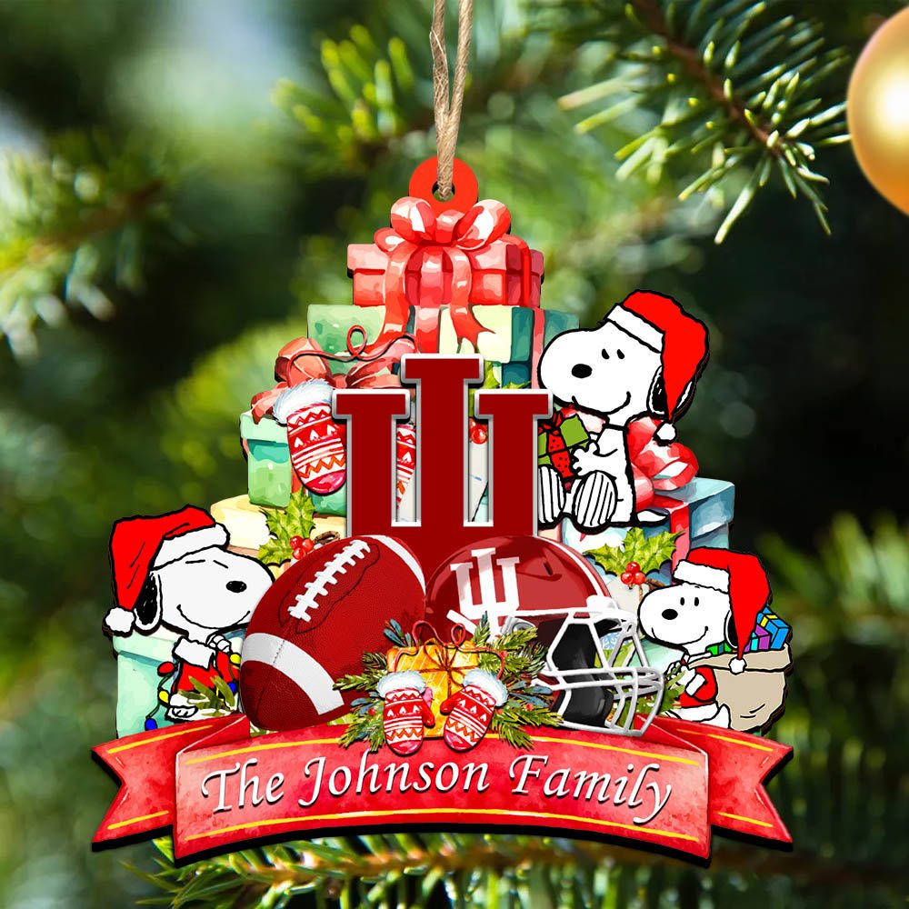 Indiana Hoosiers 2 Layered Wooden Ornament 2024 Version Personalized Your Family Name, Sport Ornament, Christmas Gifts For Sport Fan, Home Decorations ETHY-52262