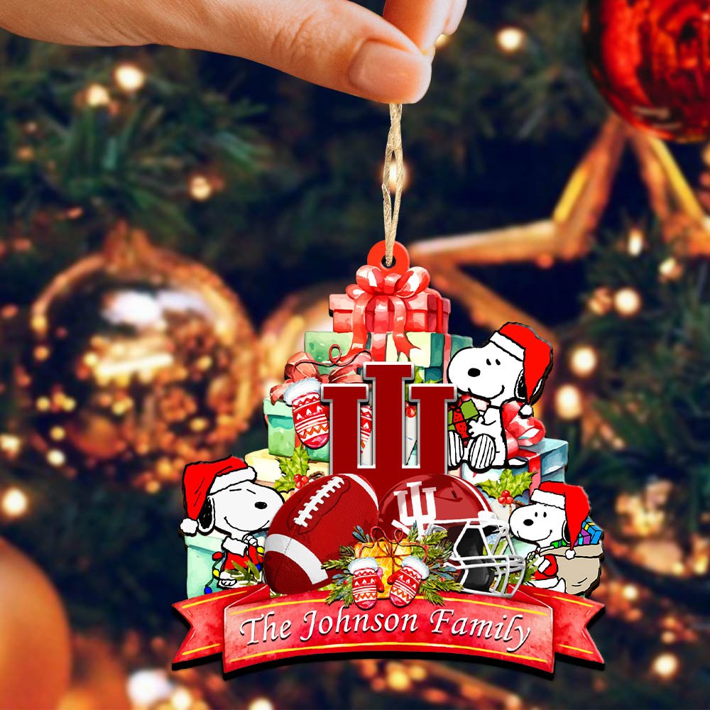 Alternative view of Indiana Hoosiers 2 Layered Wooden Ornament 2024 Version Personalized Your Family Name, Sport Ornament, Christmas Gifts For Sport Fan, Home Decorations ETHY-52262