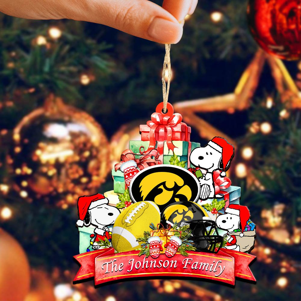 Alternative view of Iowa Hawkeyes 2 Layered Wooden Ornament 2024 Version Personalized Your Family Name, Sport Ornament, Christmas Gifts For Sport Fan, Home Decorations ETHY-52262