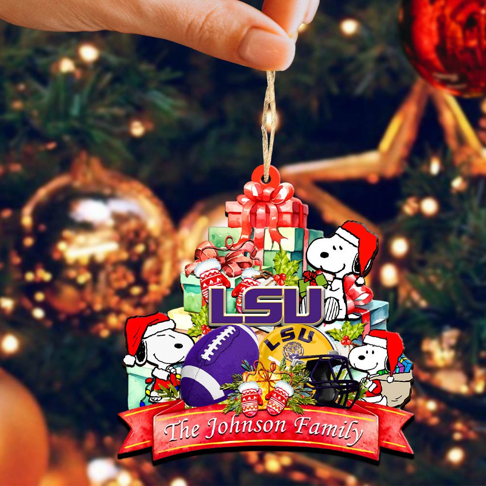 Alternative view of LSU TIGERS 2 Layered Wooden Ornament 2024 Version Personalized Your Family Name, Sport Ornament, Christmas Gifts For Sport Fan, Home Decorations ETHY-52262