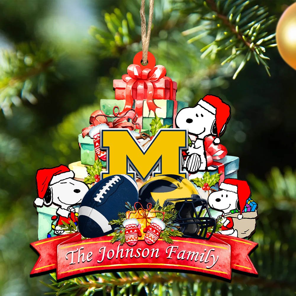 Michigan Wolverines 2 Layered Wooden Ornament 2024 Version Personalized Your Family Name, Sport Ornament, Christmas Gifts For Sport Fan, Home Decorations ETHY-52262
