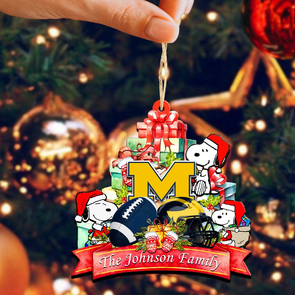 Alternative view of Michigan Wolverines 2 Layered Wooden Ornament 2024 Version Personalized Your Family Name, Sport Ornament, Christmas Gifts For Sport Fan, Home Decorations ETHY-52262