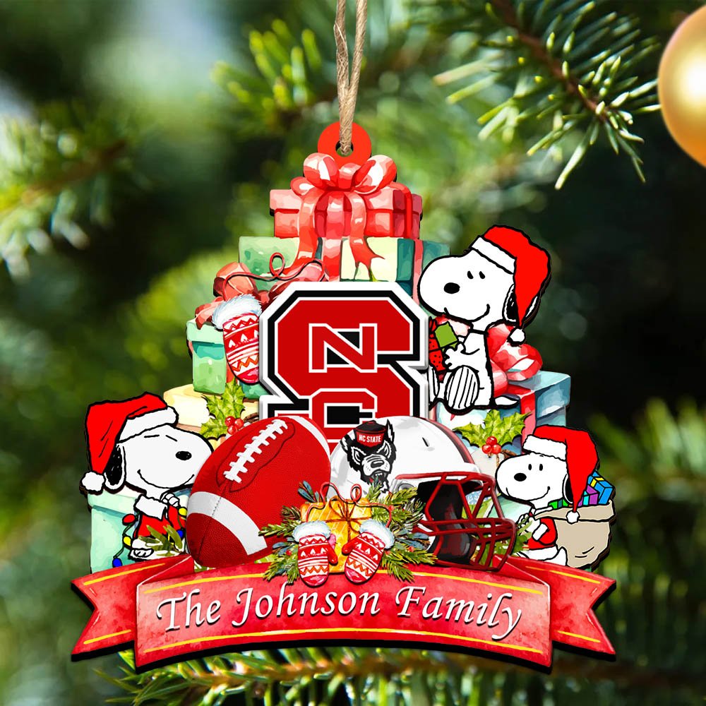 NC State Wolfpack 2 Layered Wooden Ornament 2024 Version Personalized Your Family Name, Sport Ornament, Christmas Gifts For Sport Fan, Home Decorations ETHY-52262