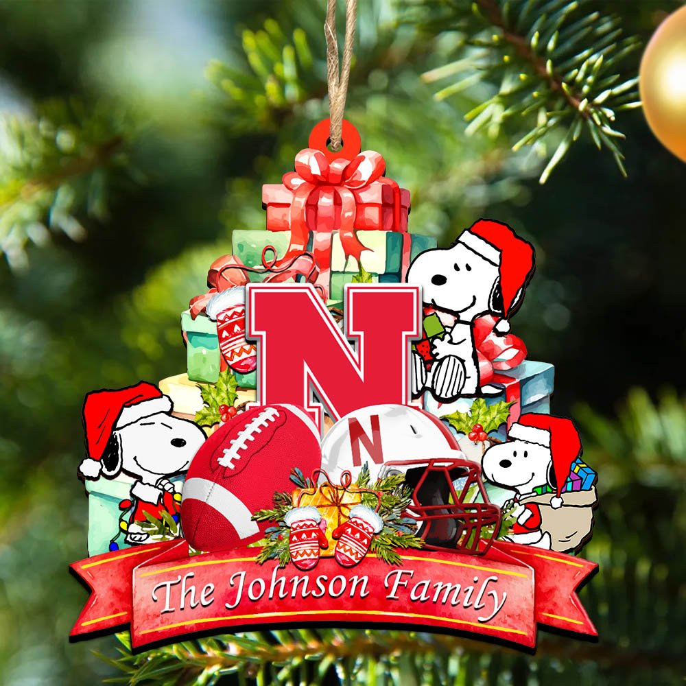 Nebraska Cornhuskers 2 Layered Wooden Ornament 2024 Version Personalized Your Family Name, Sport Ornament, Christmas Gifts For Sport Fan, Home Decorations ETHY-52262