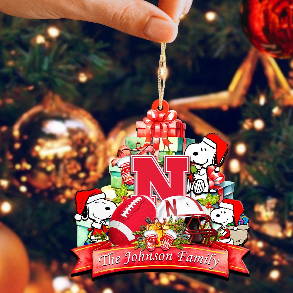 Alternative view of Nebraska Cornhuskers 2 Layered Wooden Ornament 2024 Version Personalized Your Family Name, Sport Ornament, Christmas Gifts For Sport Fan, Home Decorations ETHY-52262