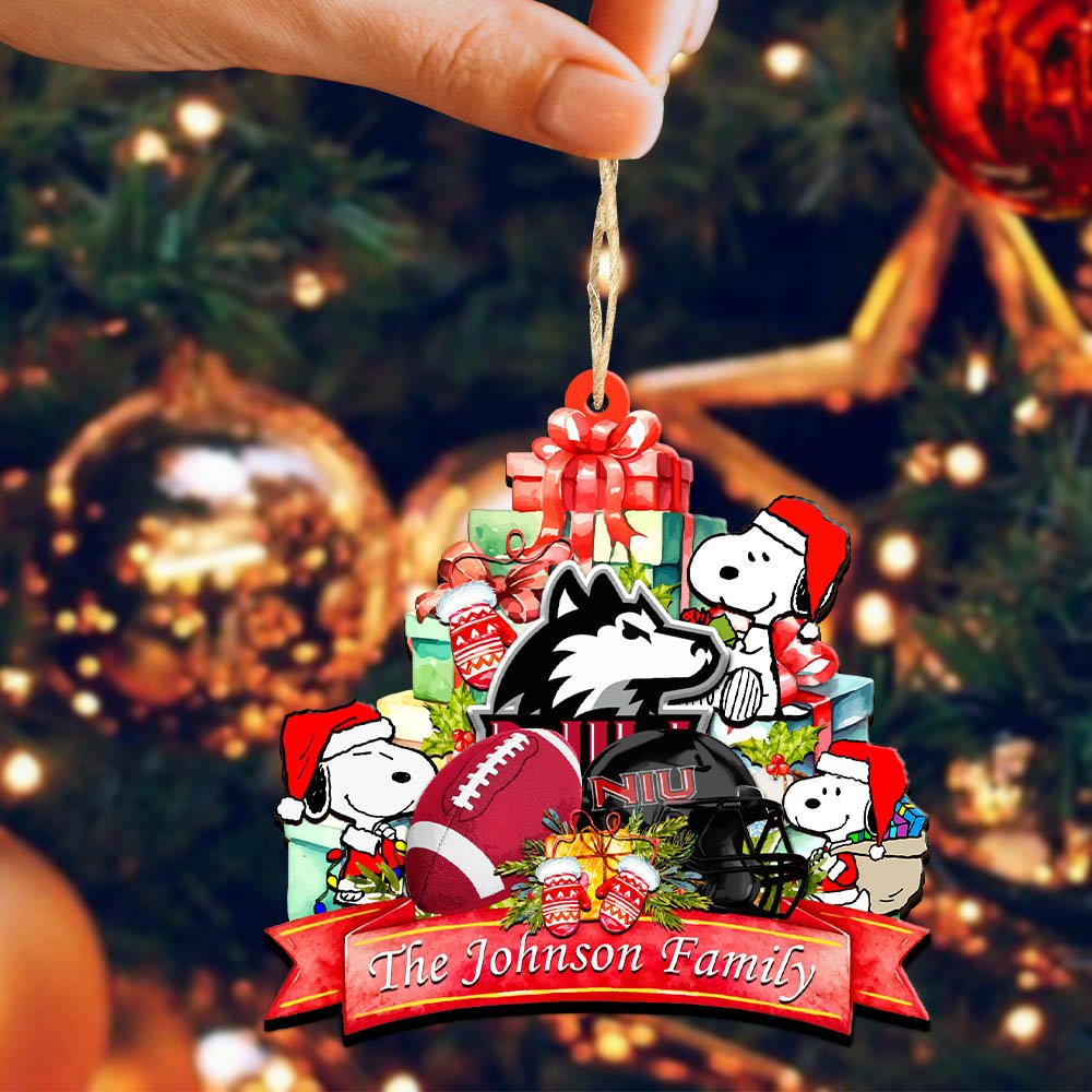 Alternative view of Northern Illinois Huskies 2 Layered Wooden Ornament 2024 Version Personalized Your Family Name, Sport Ornament, Christmas Gifts For Sport Fan, Home Decorations ETHY-52262