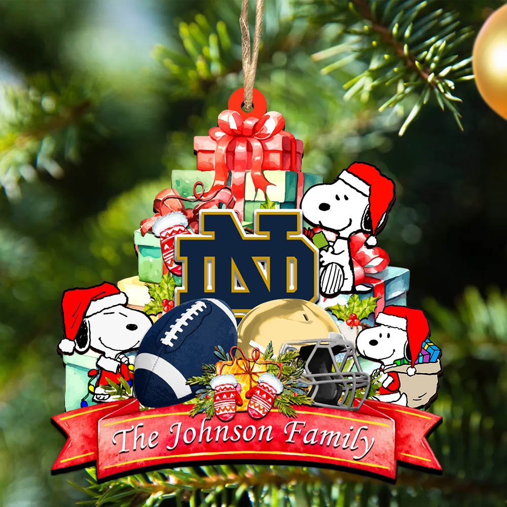 Notre Dame Fighting Irish 2 Layered Wooden Ornament 2024 Version Personalized Your Family Name, Sport Ornament, Christmas Gifts For Sport Fan, Home Decorations ETHY-52262