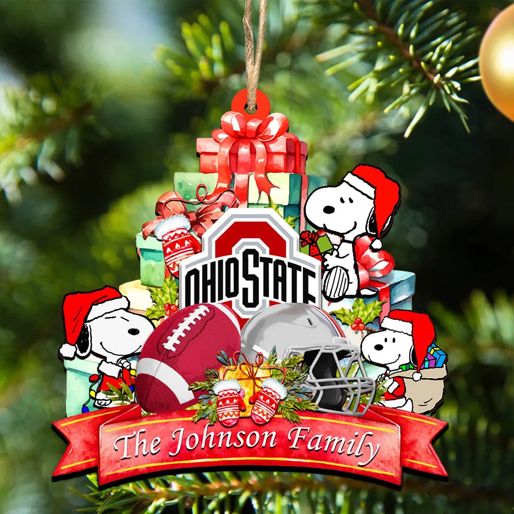Ohio State Buckeyes 2 Layered Wooden Ornament 2024 Version Personalized Your Family Name, Sport Ornament, Christmas Gifts For Sport Fan, Home Decorations ETHY-52262
