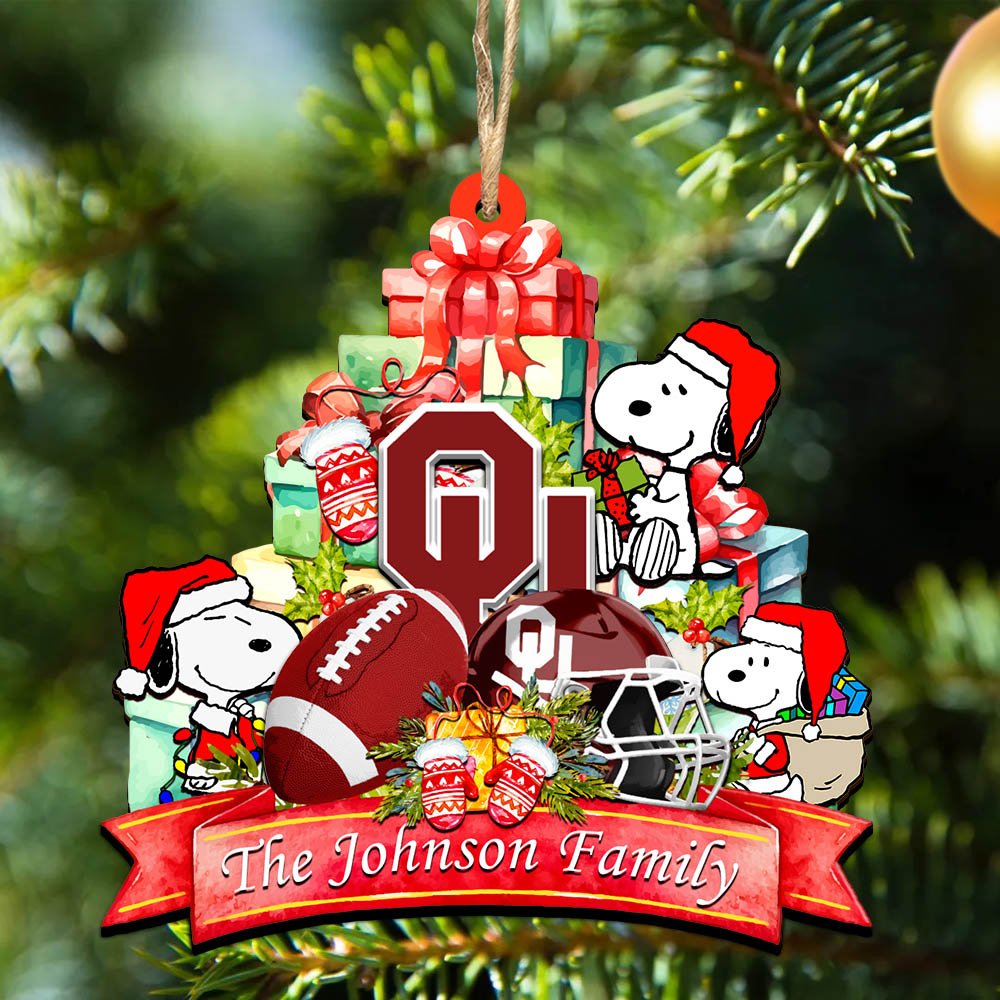 Oklahoma Sooners 2 Layered Wooden Ornament 2024 Version Personalized Your Family Name, Sport Ornament, Christmas Gifts For Sport Fan, Home Decorations ETHY-52262