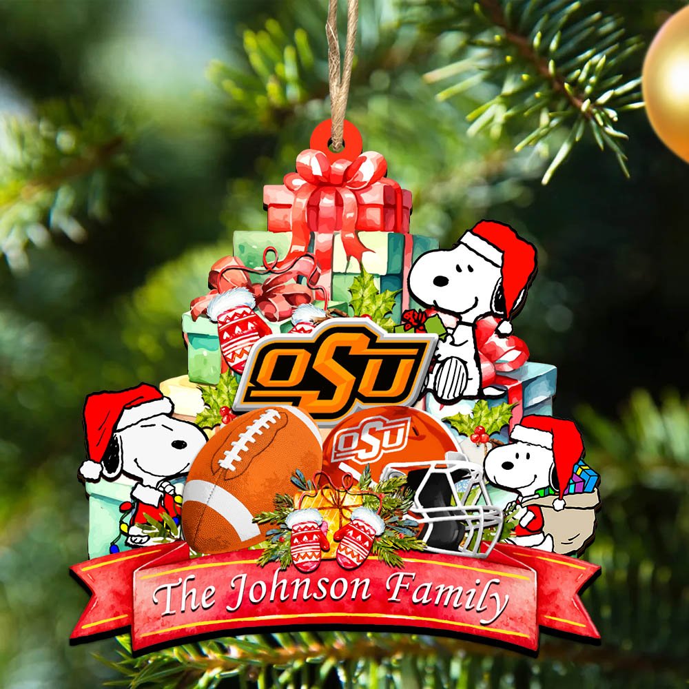 Oklahoma State Cowboys 2 Layered Wooden Ornament 2024 Version Personalized Your Family Name, Sport Ornament, Christmas Gifts For Sport Fan, Home Decorations ETHY-52262