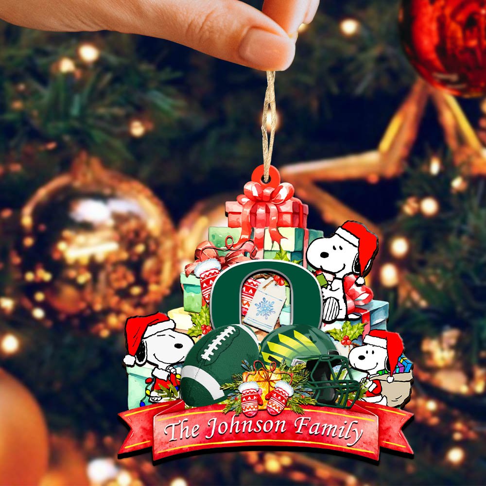 Alternative view of Oregon Ducks 2 Layered Wooden Ornament 2024 Version Personalized Your Family Name, Sport Ornament, Christmas Gifts For Sport Fan, Home Decorations ETHY-52262