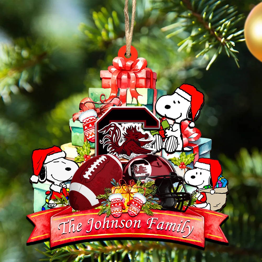 South Carolina Gamecocks 2 Layered Wooden Ornament 2024 Version Personalized Your Family Name, Sport Ornament, Christmas Gifts For Sport Fan, Home Decorations ETHY-52262