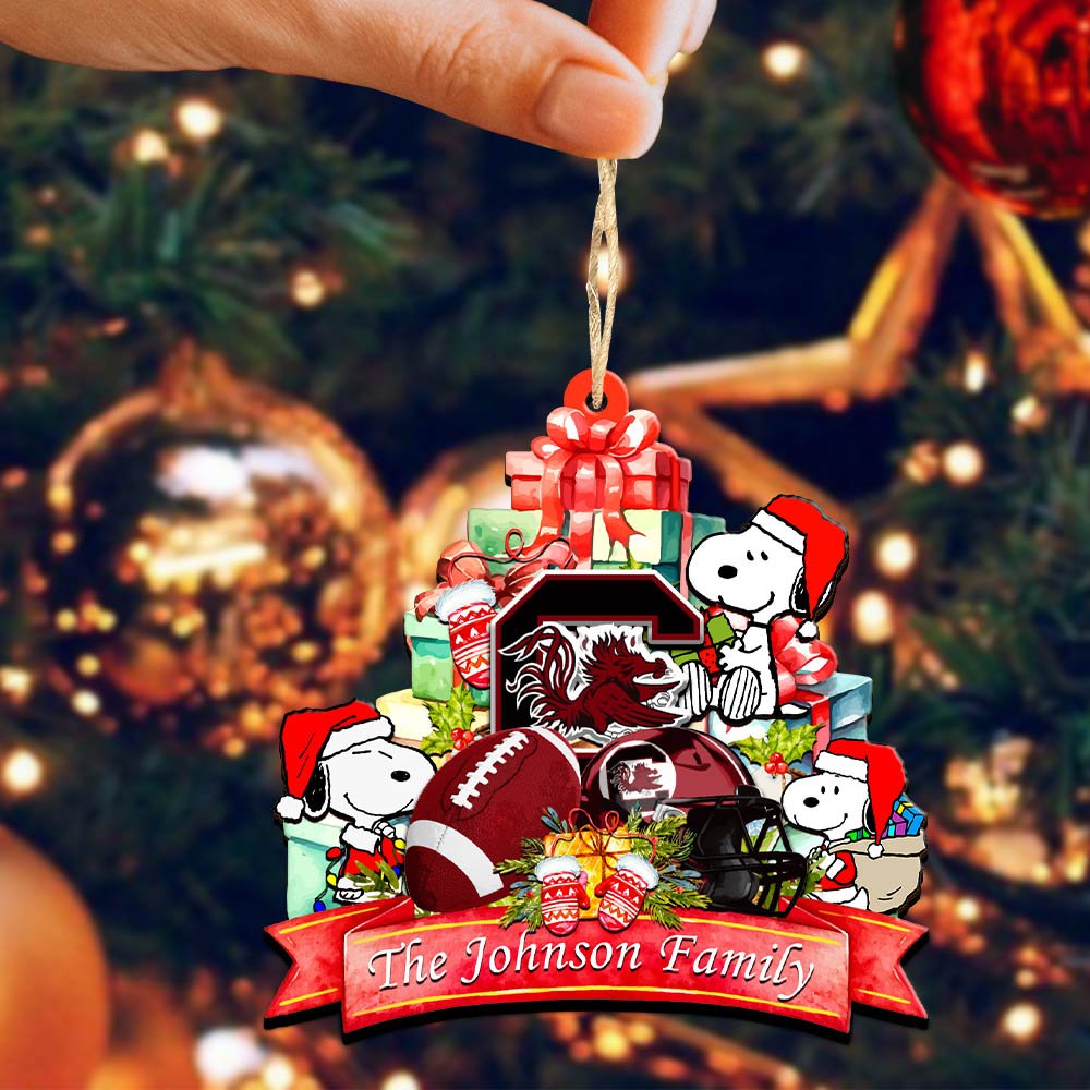 Alternative view of South Carolina Gamecocks 2 Layered Wooden Ornament 2024 Version Personalized Your Family Name, Sport Ornament, Christmas Gifts For Sport Fan, Home Decorations ETHY-52262