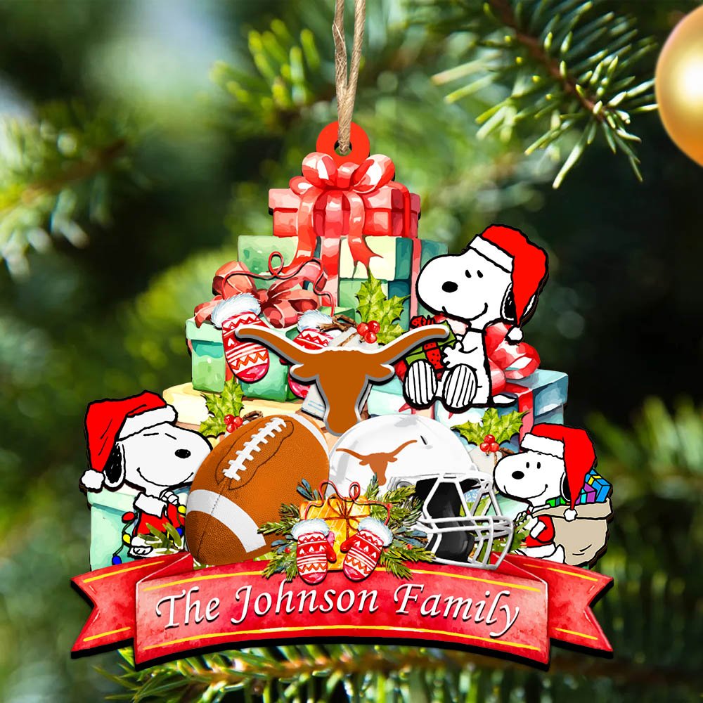 Texas Longhorns 2 Layered Wooden Ornament 2024 Version Personalized Your Family Name, Sport Ornament, Christmas Gifts For Sport Fan, Home Decorations ETHY-52262