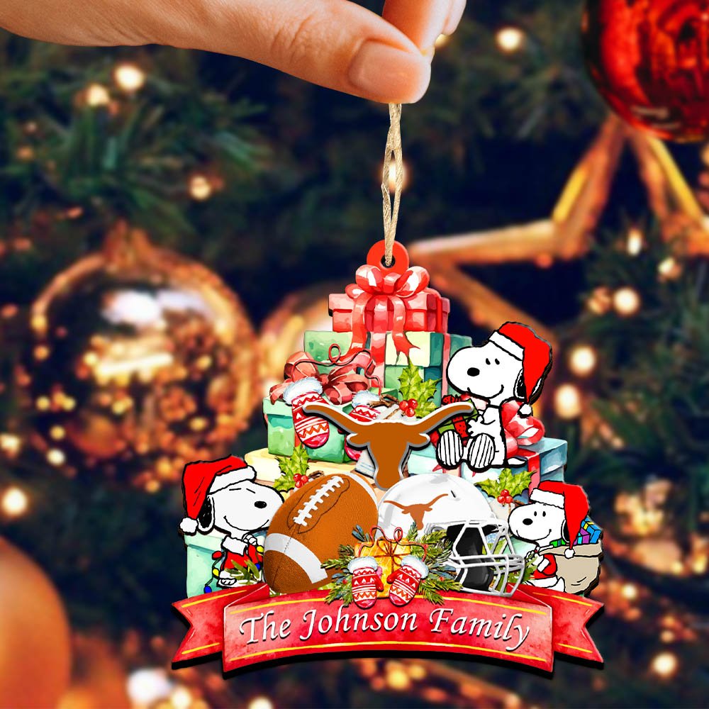 Alternative view of Texas Longhorns 2 Layered Wooden Ornament 2024 Version Personalized Your Family Name, Sport Ornament, Christmas Gifts For Sport Fan, Home Decorations ETHY-52262