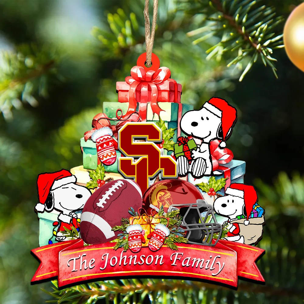 USC Trojans 2 Layered Wooden Ornament 2024 Version Personalized Your Family Name, Sport Ornament, Christmas Gifts For Sport Fan, Home Decorations ETHY-52262