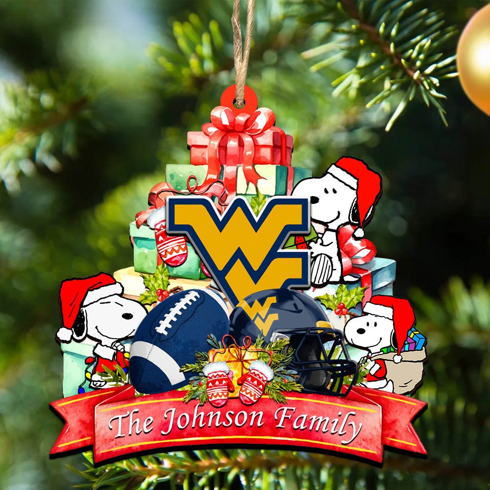 West Virginia Mountaineers 2 Layered Wooden Ornament 2024 Version Personalized Your Family Name, Sport Ornament, Christmas Gifts For Sport Fan, Home Decorations ETHY-52262