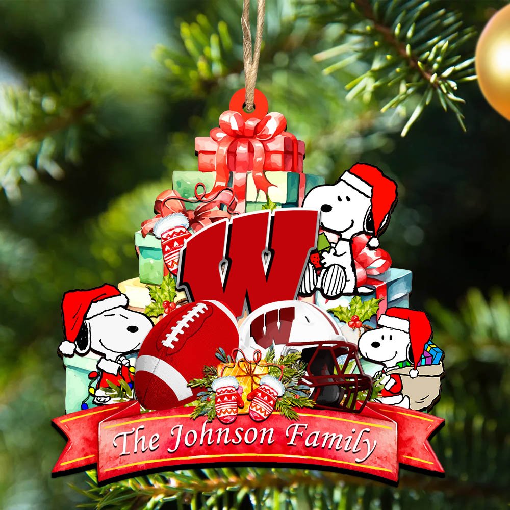 Wisconsin Badgers 2 Layered Wooden Ornament 2024 Version Personalized Your Family Name, Sport Ornament, Christmas Gifts For Sport Fan, Home Decorations ETHY-52262
