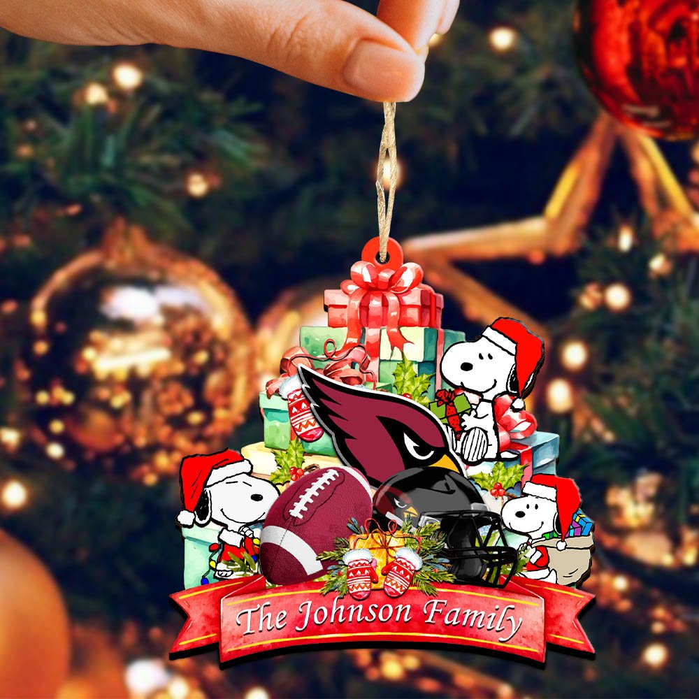 Alternative view of Arizona Cardinals 2 Layered Wooden Ornament 2024 Version Personalized Your Family Name, Sport Ornament, Christmas Gifts For Sport Fan, Home Decorations ETHY-52262
