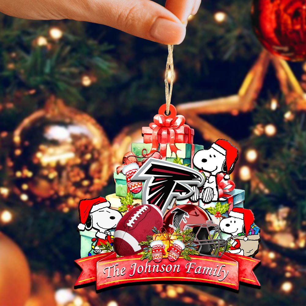 Alternative view of Atlanta Falcons 2 Layered Wooden Ornament 2024 Version Personalized Your Family Name, Sport Ornament, Christmas Gifts For Sport Fan, Home Decorations ETHY-52262