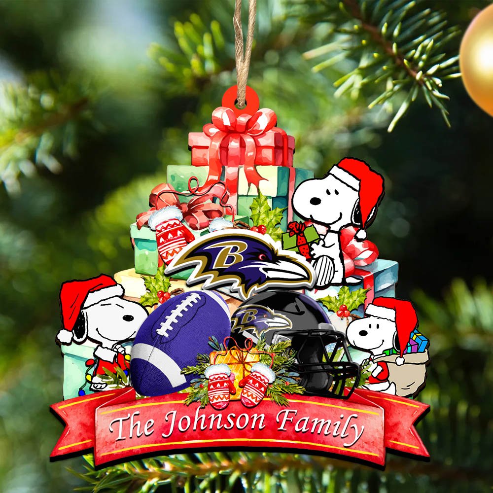 Baltimore Ravens 2 Layered Wooden Ornament 2024 Version Personalized Your Family Name, Sport Ornament, Christmas Gifts For Sport Fan, Home Decorations ETHY-52262