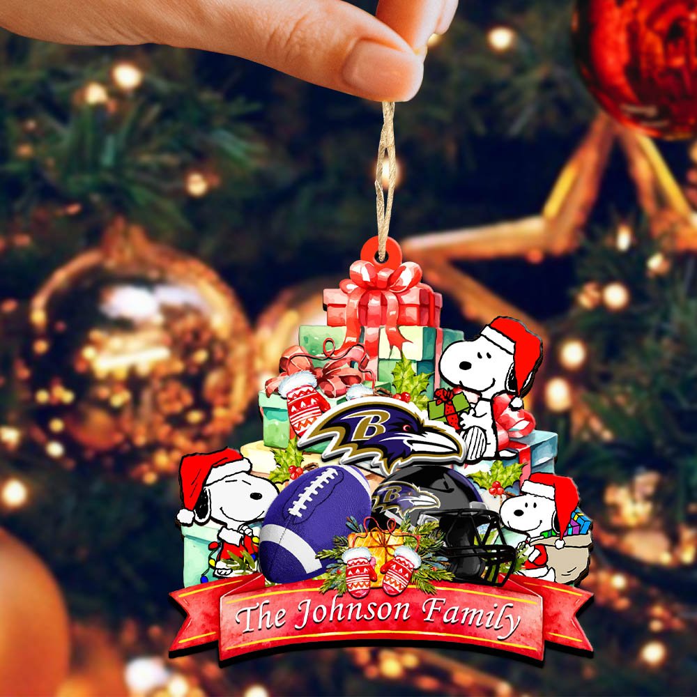 Alternative view of Baltimore Ravens 2 Layered Wooden Ornament 2024 Version Personalized Your Family Name, Sport Ornament, Christmas Gifts For Sport Fan, Home Decorations ETHY-52262