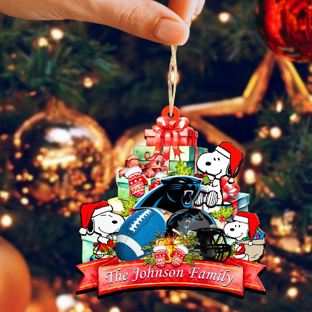 Alternative view of Carolina Panthers 2 Layered Wooden Ornament 2024 Version Personalized Your Family Name, Sport Ornament, Christmas Gifts For Sport Fan, Home Decorations ETHY-52262