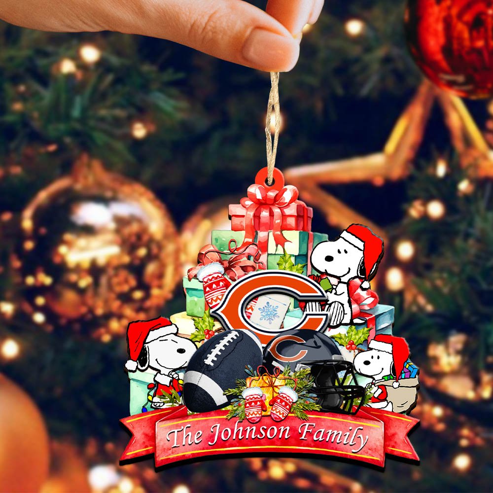 Alternative view of Chicago Bears 2 Layered Wooden Ornament 2024 Version Personalized Your Family Name, Sport Ornament, Christmas Gifts For Sport Fan, Home Decorations ETHY-52262