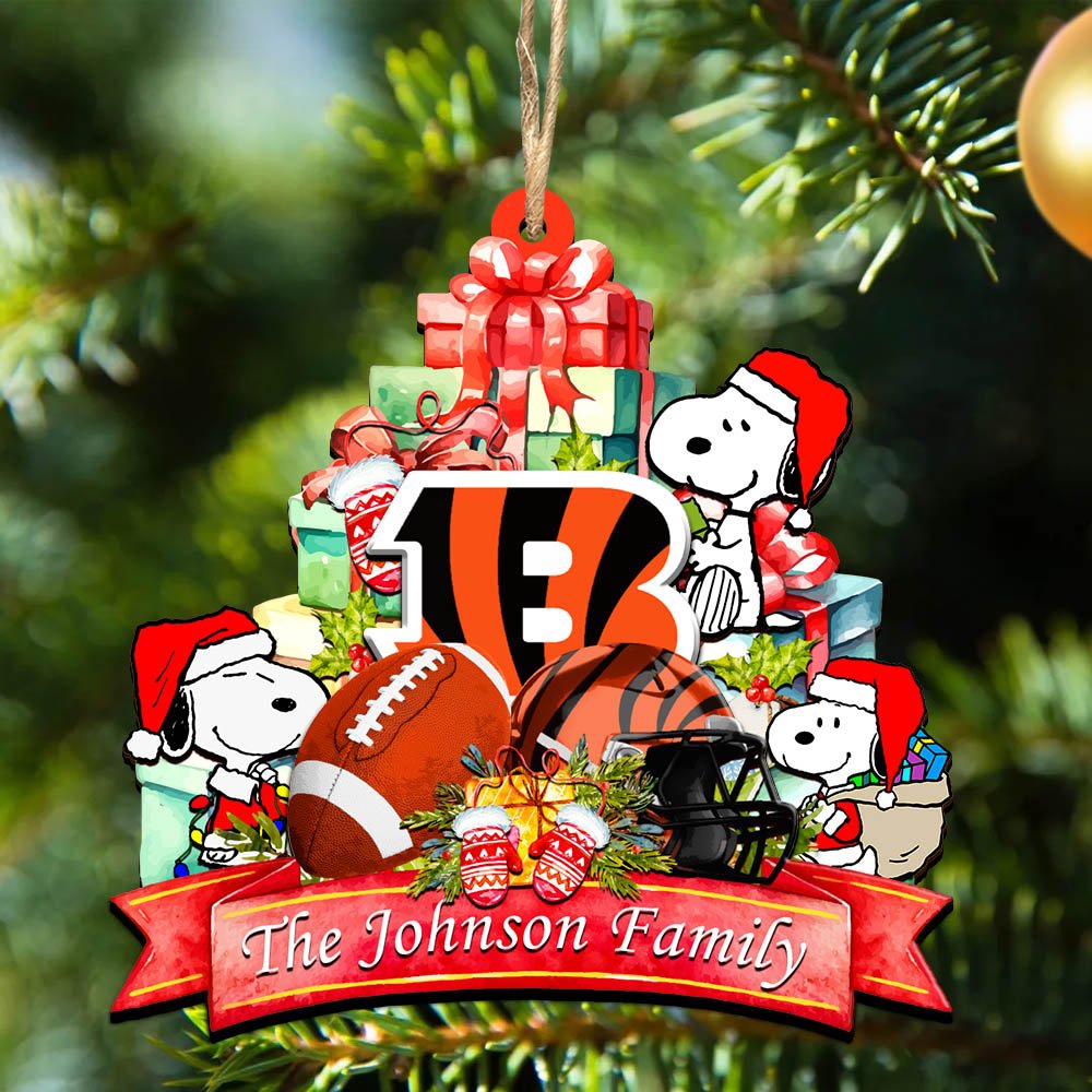 Cincinnati Bengals 2 Layered Wooden Ornament 2024 Version Personalized Your Family Name, Sport Ornament, Christmas Gifts For Sport Fan, Home Decorations ETHY-52262