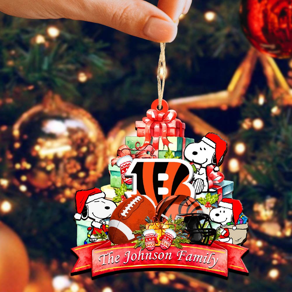 Alternative view of Cincinnati Bengals 2 Layered Wooden Ornament 2024 Version Personalized Your Family Name, Sport Ornament, Christmas Gifts For Sport Fan, Home Decorations ETHY-52262